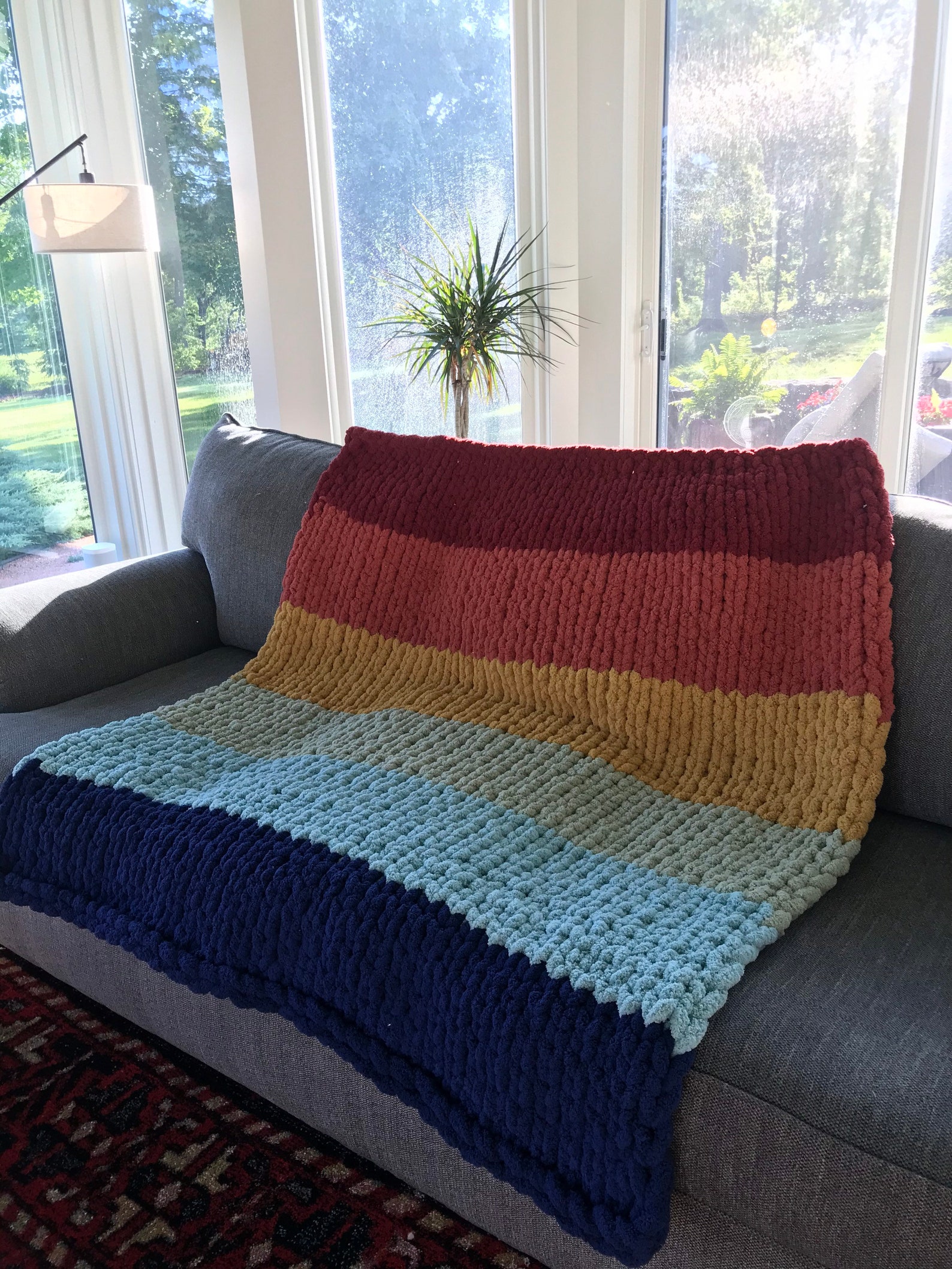 Chunky Knit Rainbow Blanket Pride Blanket LGBTQ Blanket Etsy UK