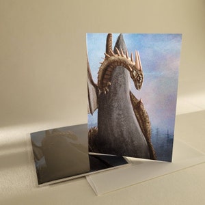 Cartes de voeux vierges originales Dragon Fantasy Art avec enveloppe blanche | Merci / Anniversaire / Toutes les occasions | Beaux-arts| Petite carte de 3,5 x 5 pouces