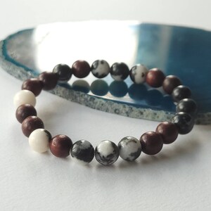 Jasper & Rosewood Beaded Stretch Bracelet - Country Farm Style, 7&quot;