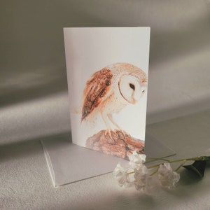 Cartes de voeux vierges originales d'art de hibou avec l'enveloppe blanche | Merci / Anniversaire / Toutes les occasions | Beaux-arts | Petite carte de 3,5 x 5 pouces