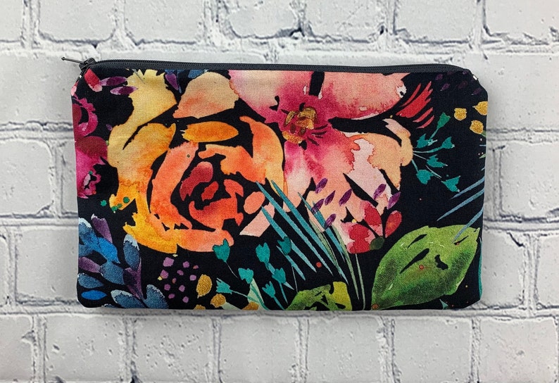 Navy Floral Change Purse Navy Floral Zippered Pouch Zippered Bag