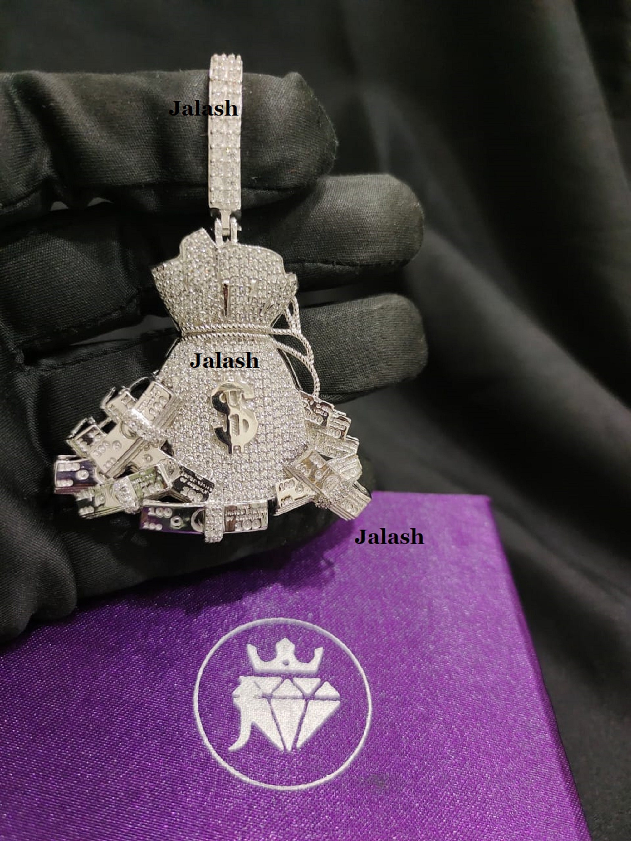 Men's Money Bag Pendant/moissanite Money Bag Pendant / Etsy