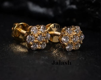 14k Yellow Gold Plated Men&#39;s 3 ct Round Simulated Diamond Super Stud Earrings in 925 Sterling Silver