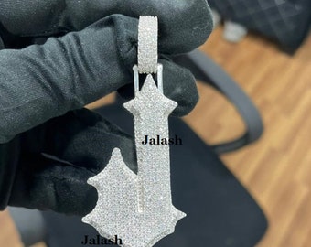 Iced Out Moissanite Initial J Pendant/ Rapper Alphabet/Rapper J Initial Pendant/925 Silver Custom Initial J Pendant/Personalised J Diamond
