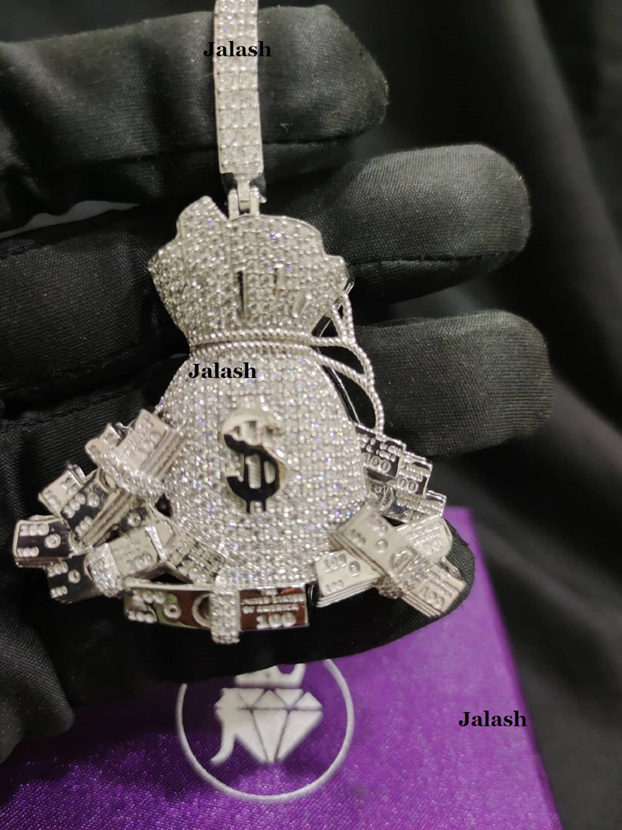 Men's Money Bag Pendant/moissanite Money Bag Pendant / Etsy