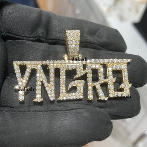 Moissanite &#39;YNGRO&#39; Name Pendant: Personalized 925 Silver Charm