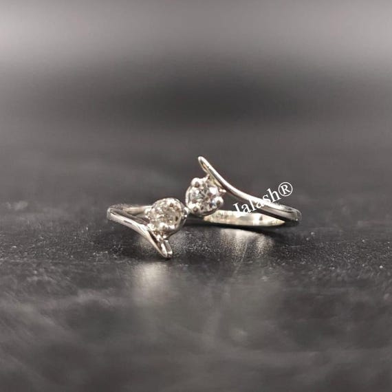 Moissanite By pass Toe Ring 925 Sterling Silver Hallmarked 925