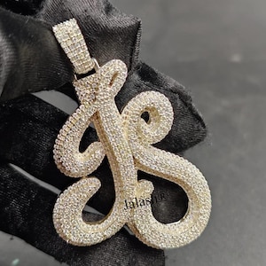 Moissanite Initial Pendant: 925 Sterling Silver Custom Letter Necklace