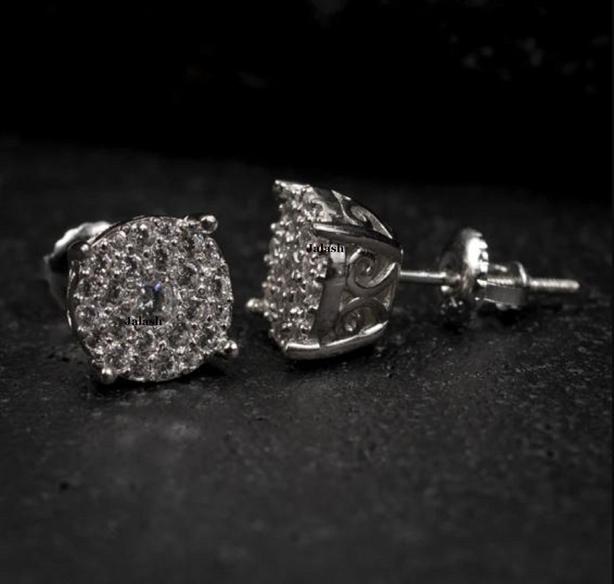 thumbnail image 2 of Simulated Diamond Stud Earrings - 14K White Gold Plated 925 Silver, Round Cut 2 of 5