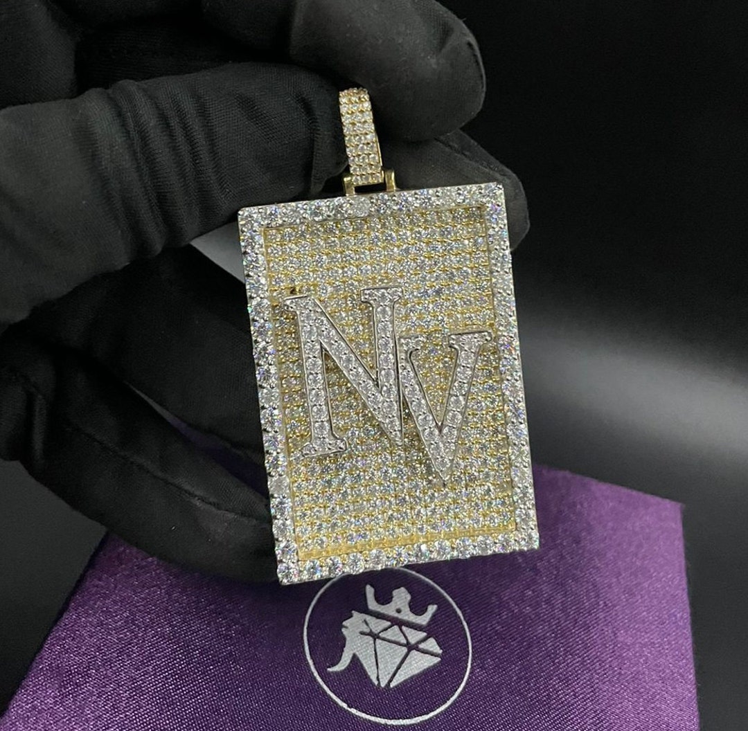 Men's Customized Rapper Jewelry / Natural Moissanite Men's Dog Tag ...