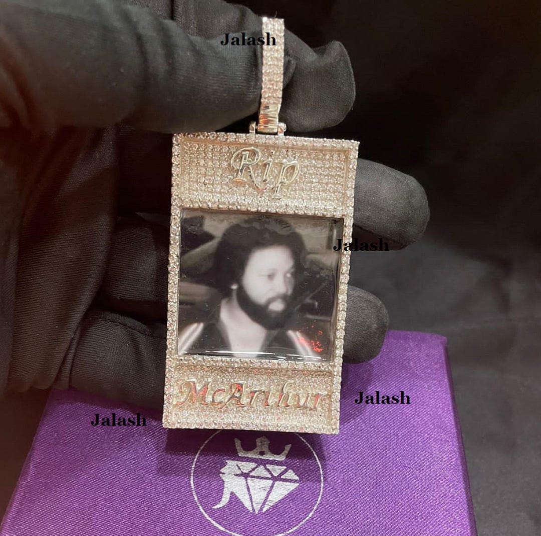 Custom Picture Dog Tag Pendant, Iced Out RIP Memorial Necklace, 925 ...