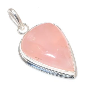 Rose Quartz Gemstone Pendant | 925 Sterling Silver Pendant | Handmade Pendant | Pear Shape Pendant | Quartz Jewelry | Birthday Gift For Her