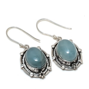 Aquamarine Earring / 925 Sterling Silver Earring / Healing Gemstone / Anniversary Gifts for her / Oval Cut / Statement Aquamarine Earrings