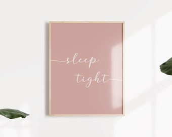 Sleep Tight Blush Typography Wall Hanging Kids Room Bedroom Modern Home Decor Instant Digital Download