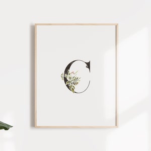 Letter C With Floral Element Digital Download Wall Art Home Decor