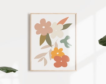 Abstract Flowers With Leaves Art Home Decor Wall Hanging Instant Download Digital File