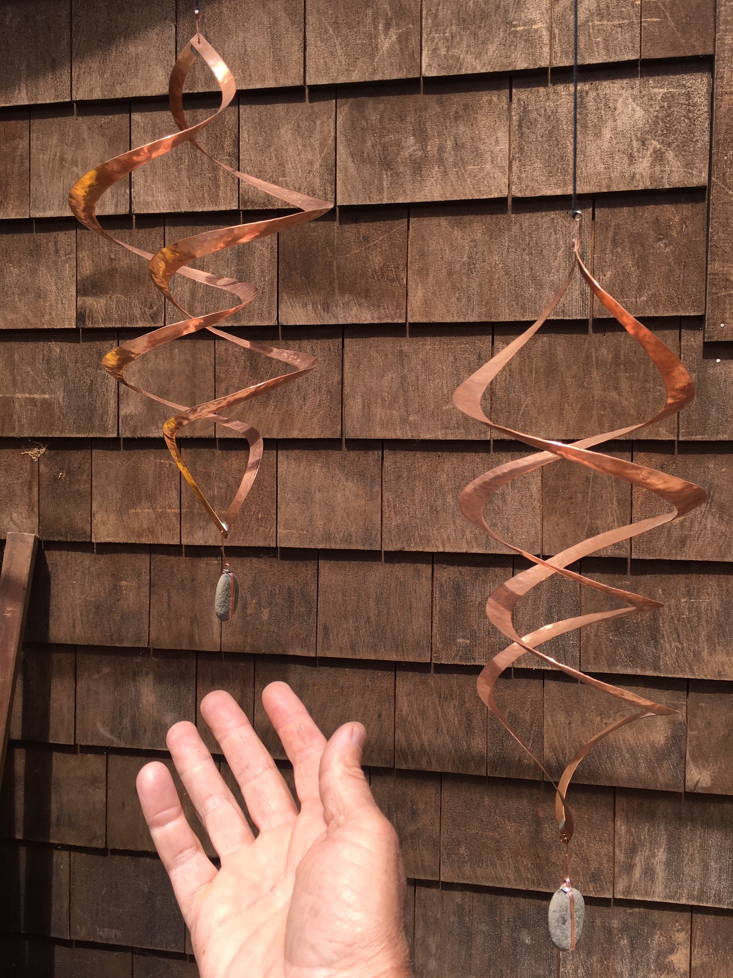 14 Hanging Pounded Copper Wind Sculpture Double Etsy