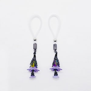 Nipple Nooses or Clamps with Flower Dangles. Your choice of Non Piercing Nipple Noose Attachments or Nipple Clamps. MATURE Jewelry