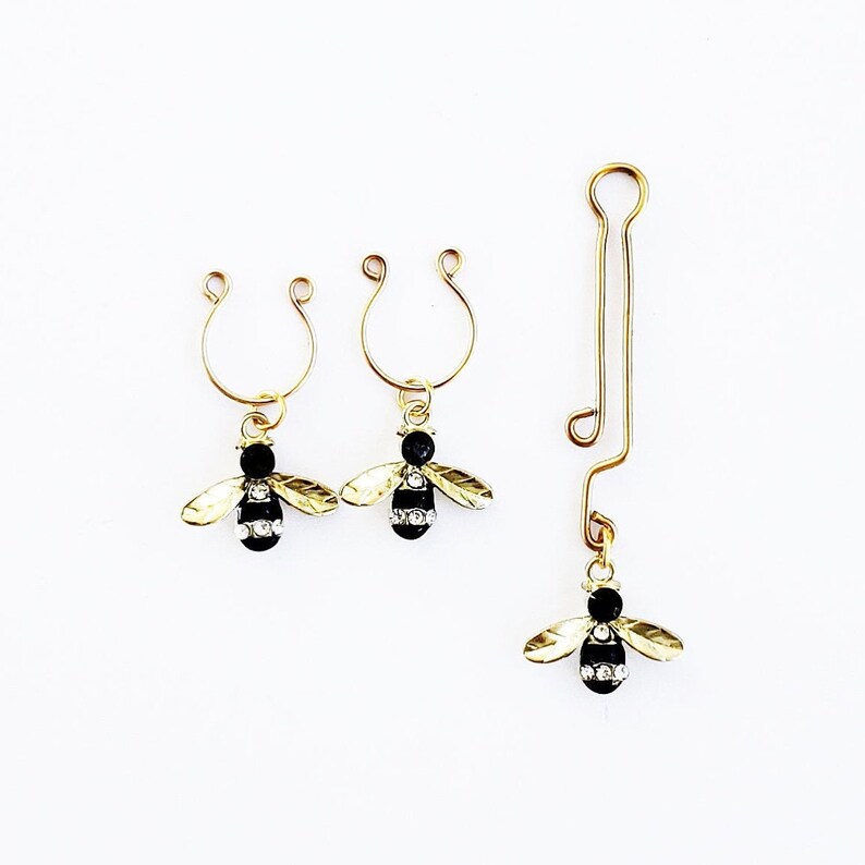 Non Piercing Nipple Rings and Clitoral/Labia Clip Set with Bees. MATURE, Intimate Body Jewelry, BDSM 