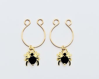 Anelli per capezzolo dorati con ragni, per Halloween, senza piercing. PER ADULTI