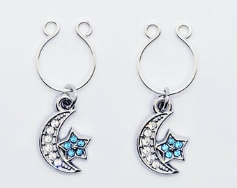 Anelli per capezzolo a forma di luna e stella, senza piercing. Gioielli per il corpo per adulti.