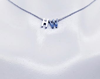 Hotwife Necklace, Dainty and Discreet Stainless Steel H & W Choker. Swingers Jewelry.