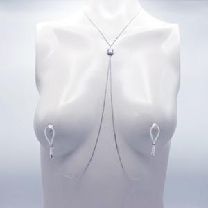 Platinum Necklace to Nipples, Non-Piercing or Pierced. MATURE Body Jewelry