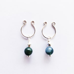 Non Piercing Nipple Rings with Jasper Dangles. MATURE. Intimate Body Jewelry for Women, Not Pierced.