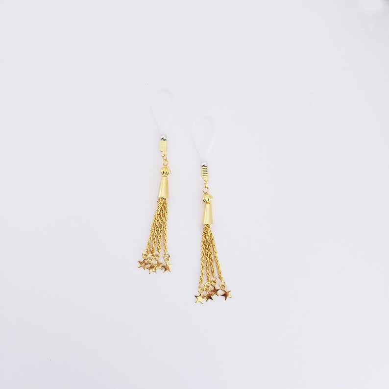 MATURE Jewelry Gold Star Nipple Dangles with Non Piercing Nipple Nooses or Nipple Clamps