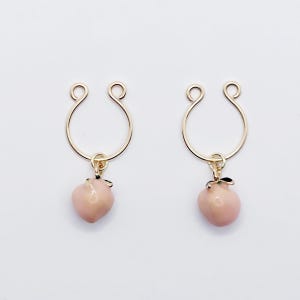 Non-Piercing Nipple Rings with Peaches. Gold HS Style Fake Nipple Piercings. MATURE Body Jewelry