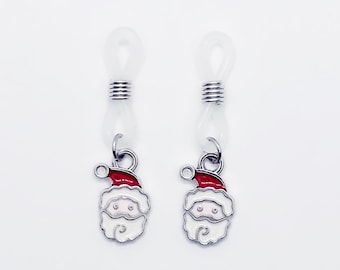 Petits nœuds coulants à tétons pour Noël avec pendentifs père Noël. Bijoux pour tétons non perçants pour homme. MATURE