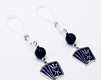 Tarot Card Nipple Jewelry or Clamps for Halloween. Your Choice of Non-Piercing Nipple Nooses or Nipple Clamps. MATURE