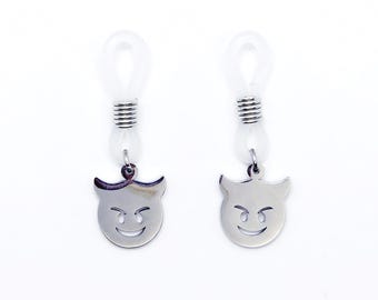 Naughty Nooses per capezzoli con ciondoli a forma di diavoletto. Unisex. Gioielli per il corpo per adulti.