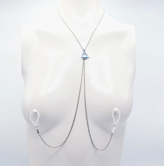 Stainless Steel Non-Piercing Nipple Chain Clips Adjustable Body Jewelry - Comfortable Nipple Toys For Men & Women