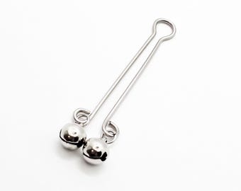 Non-Piercing Christina Barbell with Bells, Stainless Steel. MATURE Body Jewelry