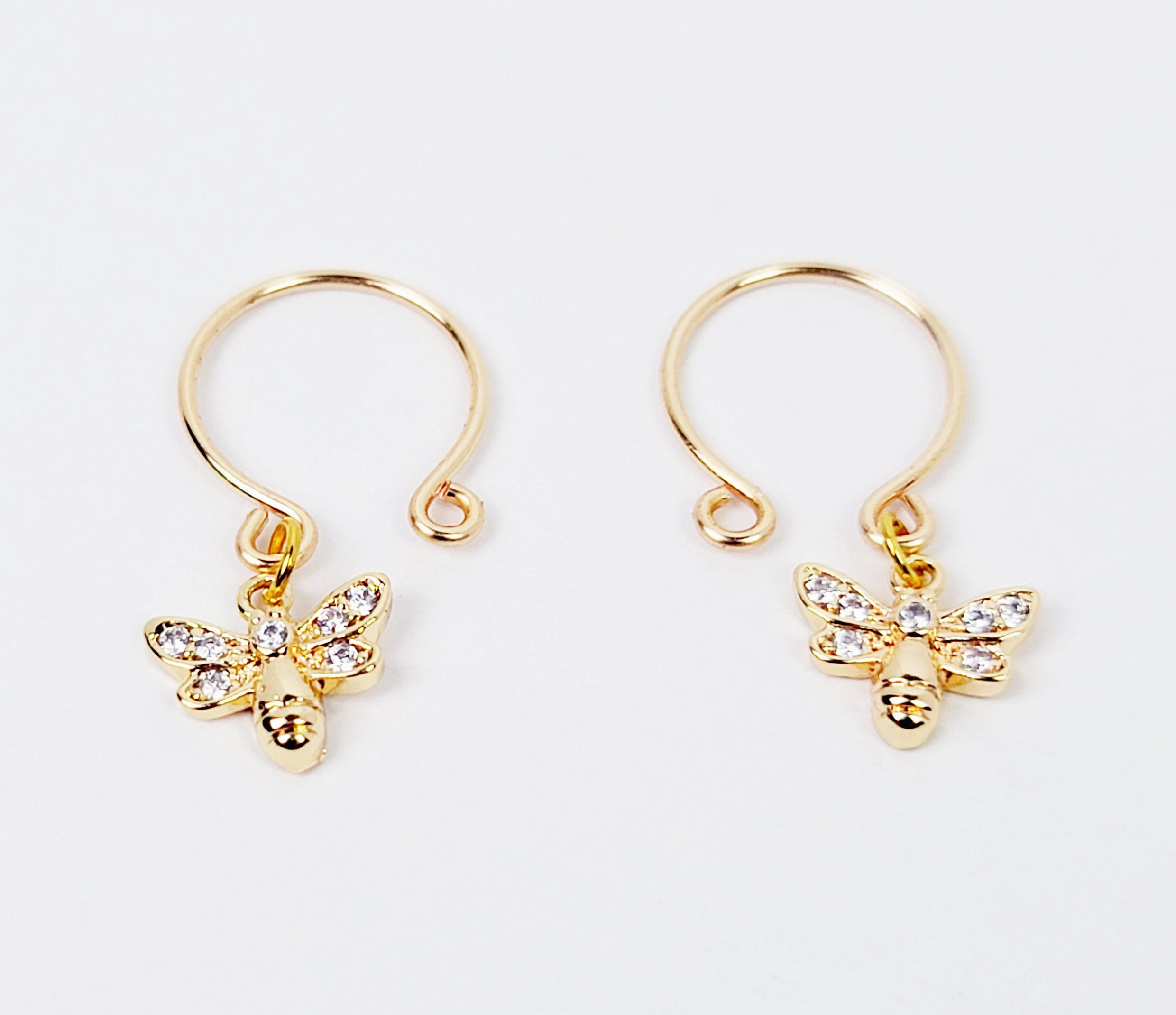 Not Pierced Gold Nipple Rings with 18K Gold Bees. Non Piercing Etsy