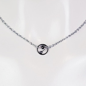 Day Collar, Stainless Steel with Circle of O Heart Locket and Key Pendant. 24/7 Wear Discreet Collar