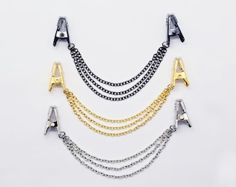 Joyería íntima, colgante de cadena sin perforación en plata, oro o gris plomo. Joyería corporal para adultos.