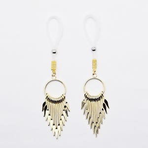 Non Piercing Nipple Nooses or Your Choice of Nipple Clamps with Gold Dangles. MATURE