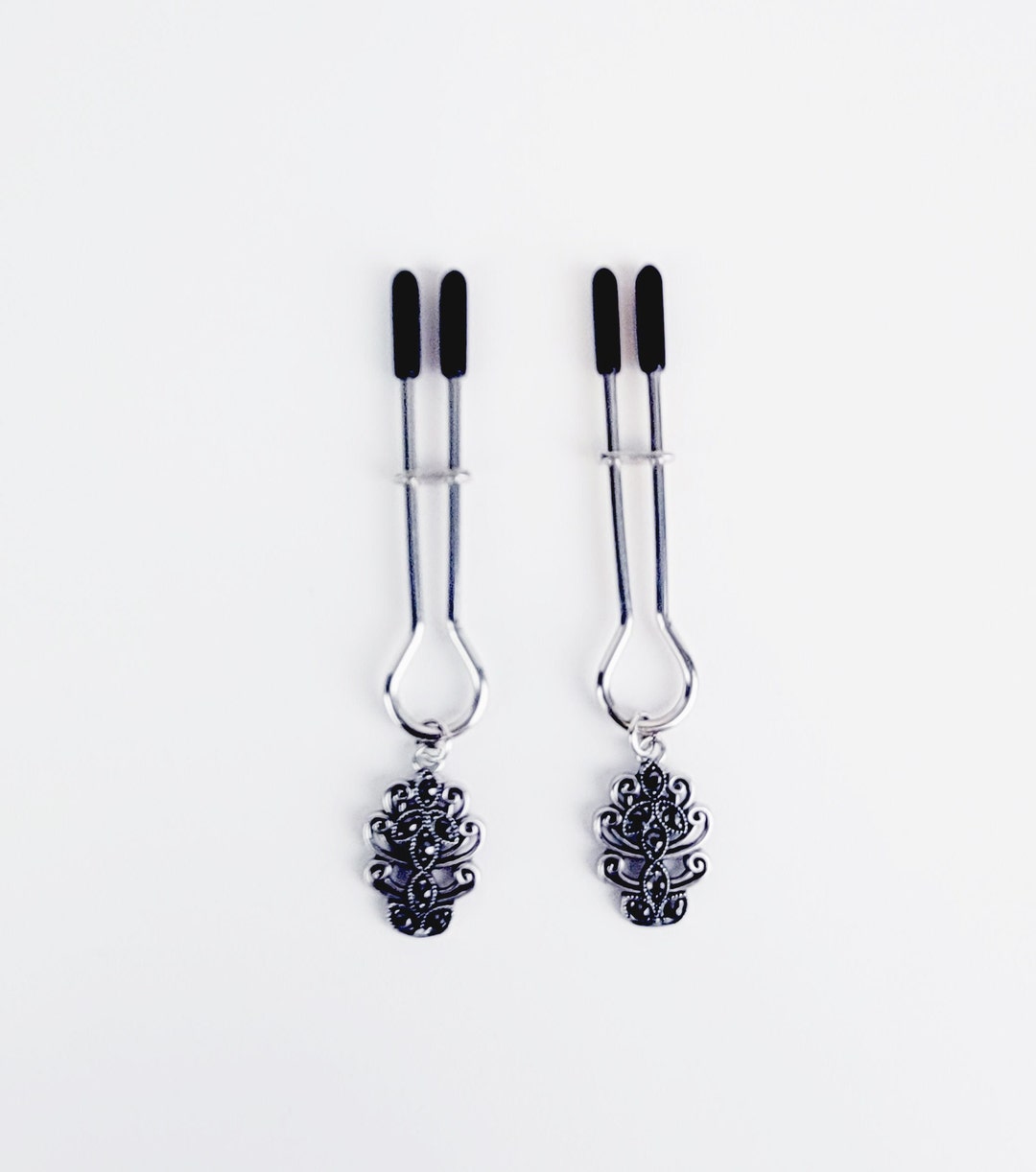 Pinzas rectas para pezón con pinza con colgante vintage. Etsy España