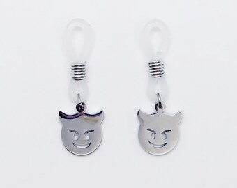 Naughty Nipple Nooses with Little Devil Pendants. Unisex. MATURE Body Jewelry