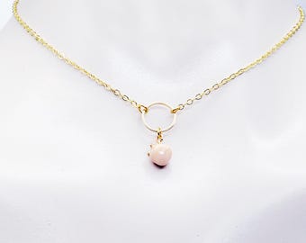 18K Gold Day Collar with Peach Charm - Discreet BDSM Choker