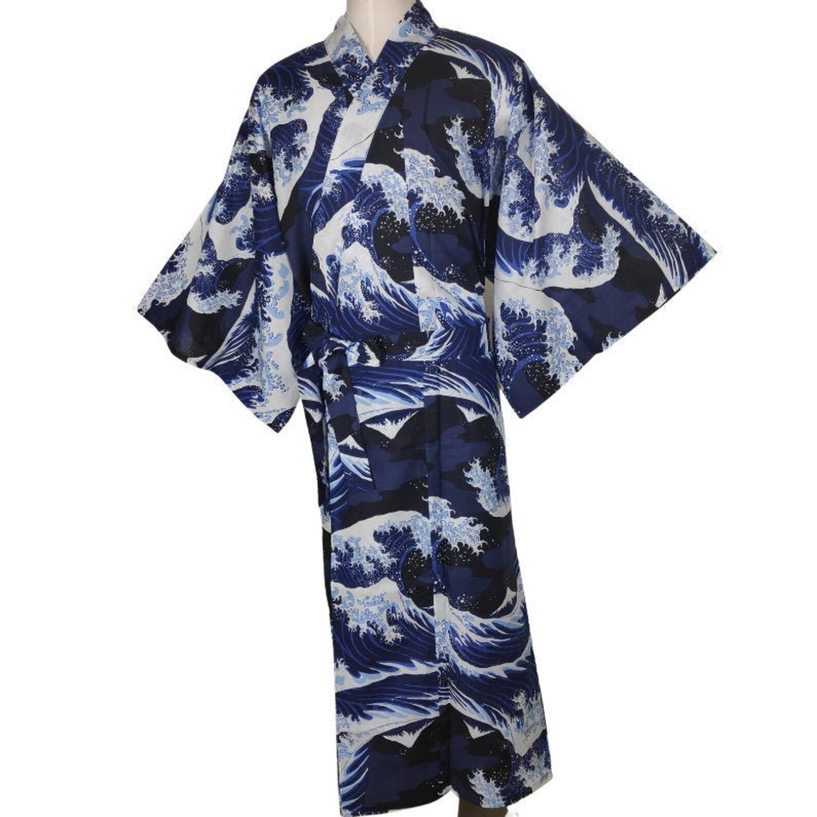 Mens Yukata Cool Waves Dark BlueWhite M4L. Japanese Etsy