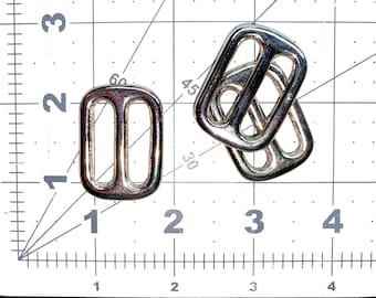 Set di 10 regolatori scorrevoli Triglide da 1" in ottone massiccio nichelato anticato per la realizzazione di colletti, borse e articoli in pelle
