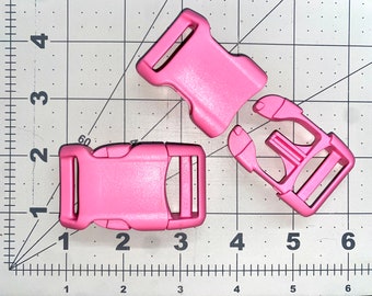 1” Pink Plastic Side Release Buckle Hardware for collar, purse, and crafting