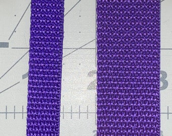 May include: Two close-up images of purple woven webbing. The webbing is textured and has a slight sheen.