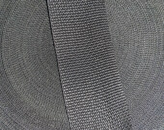 May include: Close-up of three different types of black webbing. The webbing is woven in different patterns, creating a textured look.