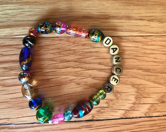 Dance Inspired Custom Glass Beaded Bracelet