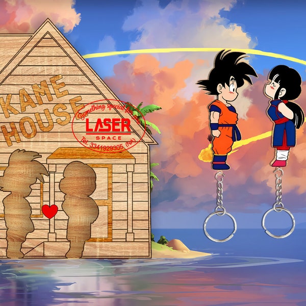 Portachiavi da parete a tema Dragon Ball! in legno, Goku e Kiki Stampa uv diretta