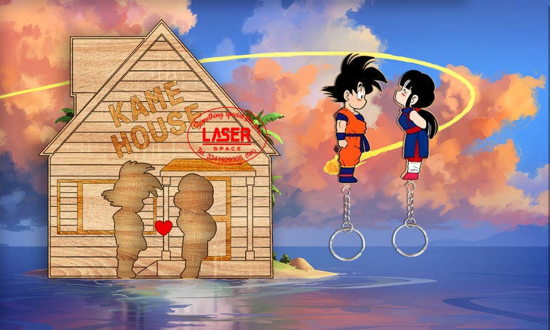 Portachiavi da parete a tema Dragon Ball in legno, Goku e Kiki Stampa uv diretta immagine 1